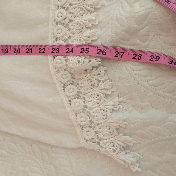 Terzo Millenno White short sleeve Linen Crochet Lace tunic top size M - Picture 11 of 12